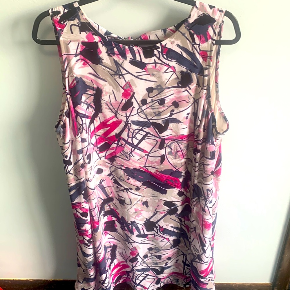 Nic+Zoe Pink/Purple Abstract Print Swing Dress